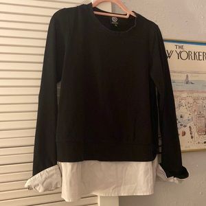Bobeau black sweatshirt with white cuffs and hem detail Size M